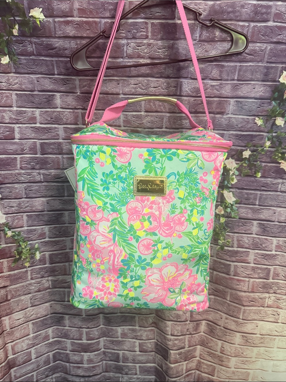 Lilly Pulitzer Pink & Green Floral Cooler  Crossbody Bag rare sold out summer